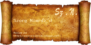Szorg Nimród névjegykártya